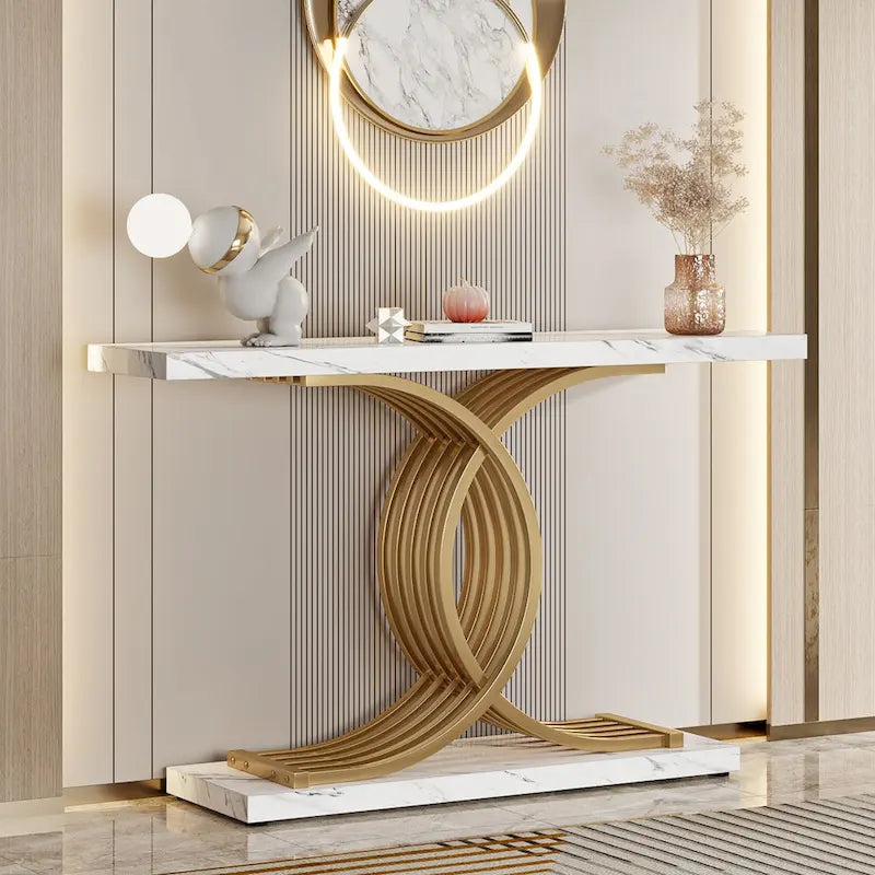 Modern Entryway Table, 39-Inch Console Accent Table, Narrow Wood Sofa Foyer Table