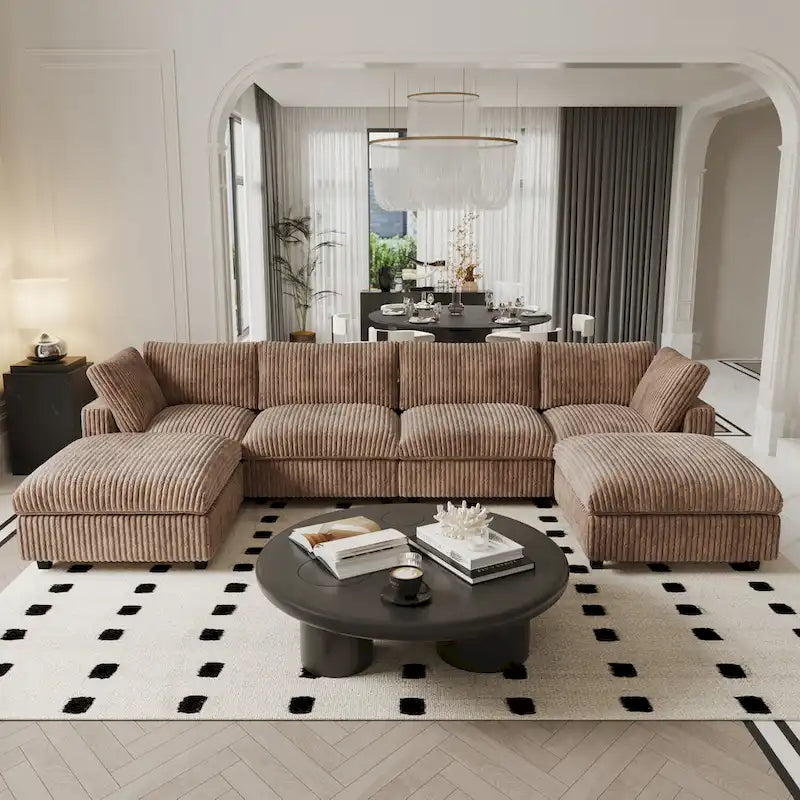 6-Seat U-Shape Modular Sectional Sofa, Oversized Plush Comfy Sofa Couch with Multiple Cushions