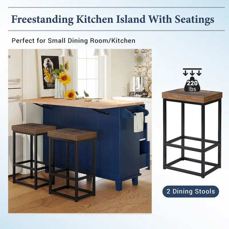 3-Piece Farmhouse Dining Set with Drop Leaf & 2 Chairs