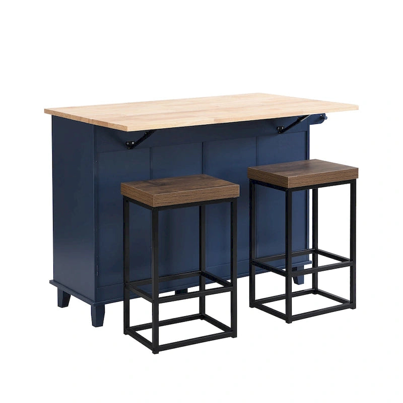 3-Piece Farmhouse Dining Set with Drop Leaf & 2 Chairs