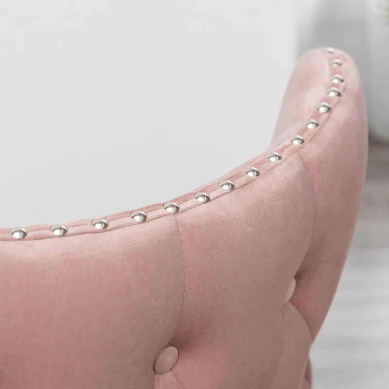 Pink Modern 23 Polyester Upholstered Accent Chair with Solid Rubberwood Legs and Nailheads