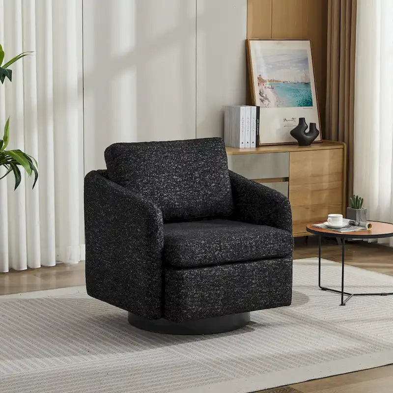 Black+ Gray 31.5 Chenille Swivel Accent Chair