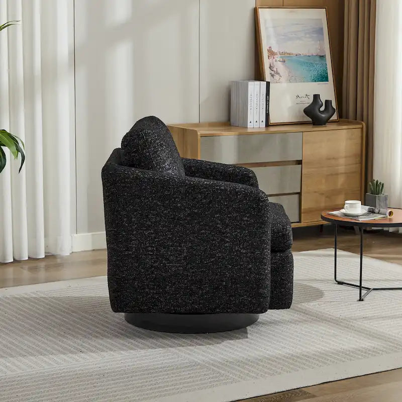 Black+ Gray 31.5 Chenille Swivel Accent Chair