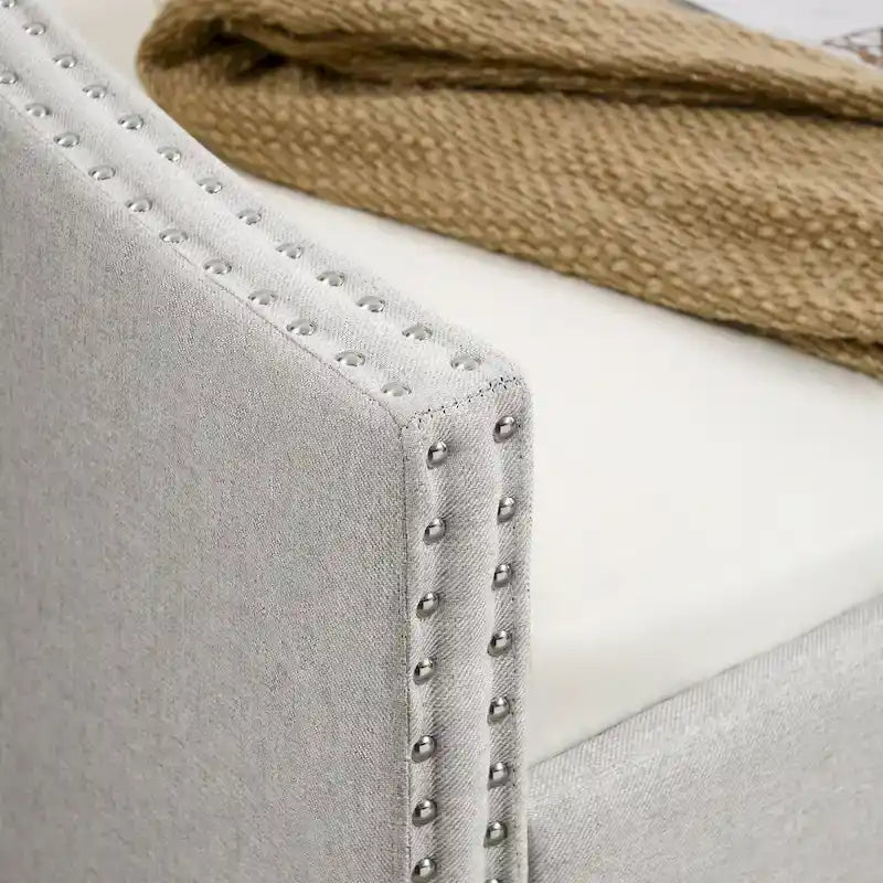 Upholstered Daybed Frame with Trundle & Tufted Backrest