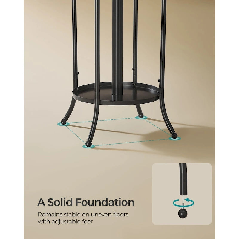 Modern Tall Freestanding Coat Rack with Metal Frame and Umbrella Holder for Home and Office - 15.7D x 15.7W x 68.9H