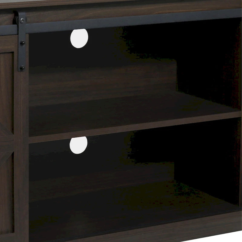 Farmhouse Wood TV Stand with Sliding Barn Door