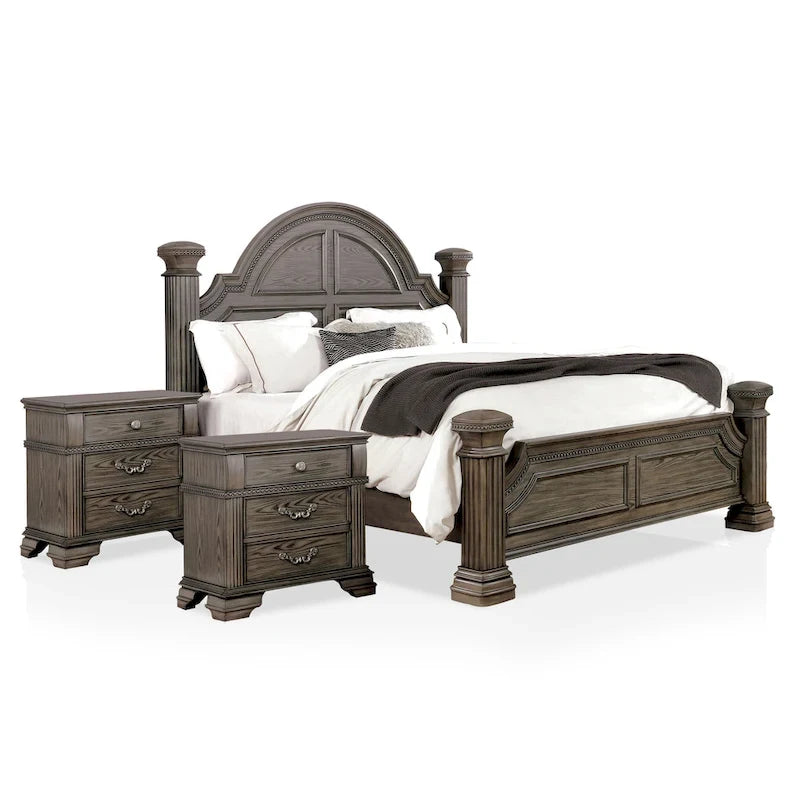 Stroh Traditional Wood 3-piece Poster Bedroom Set with USB by Furniture of America