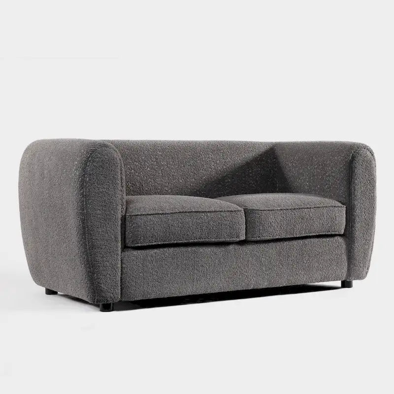 Furniture of America Vanessa Modern Curved Arms Boucle Loveseat Couch, Small Sofa with Seat Cushion and Wooden Legs