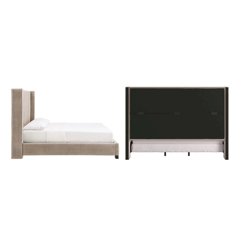 Cesky Pleated Velvet Wingback Bed
