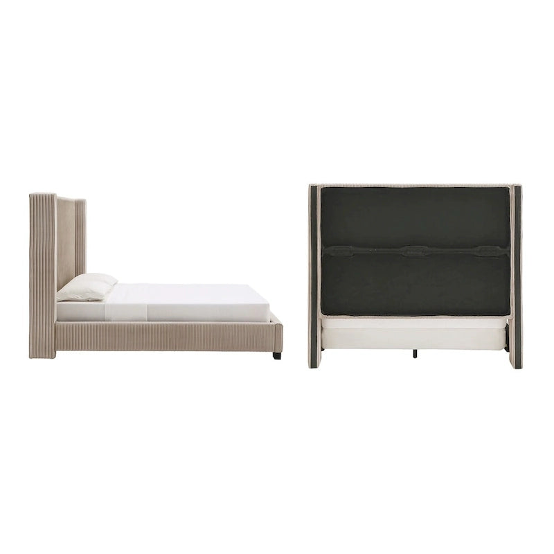 Cesky Pleated Velvet Wingback Bed