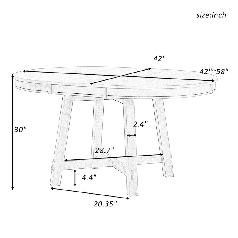 TREXM Farmhouse Round Extendable Dining Table with 16 Leaf Wood Kitchen Table