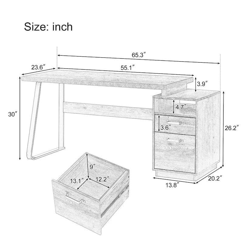 Home Office Computer Desk with Drawers