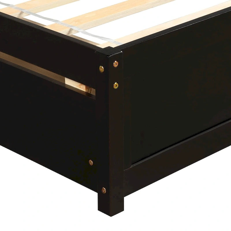 Twin Platform Storage Bed Wood Bed Frame with Two Drawers and Headboard