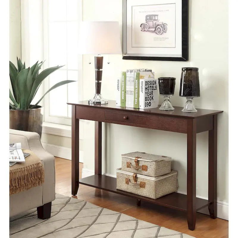 Convenience Concepts American Heritage 1 Drawer Console Table with Shelf