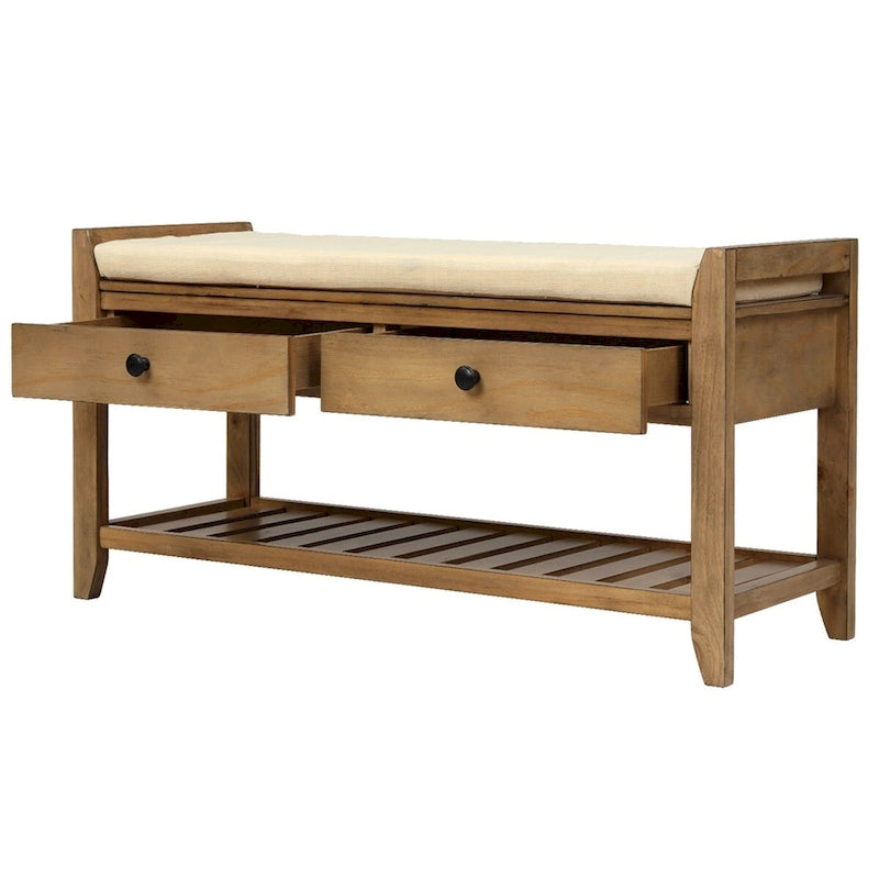 Merax Multipurpose Storage Bench Shoe Rack with Cushioned Seat and Drawers