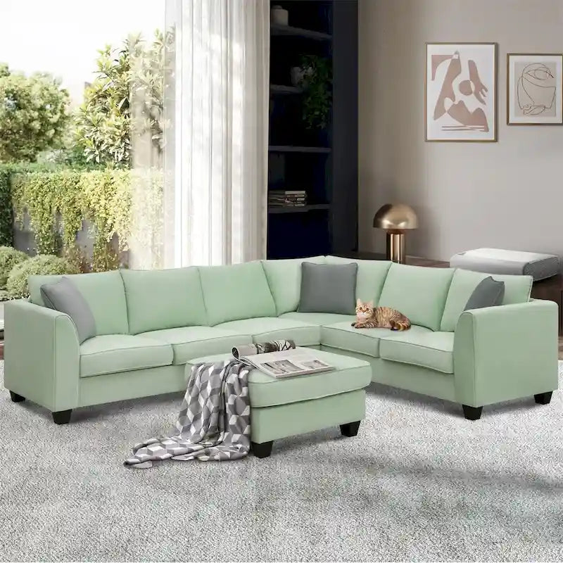 Merax 112*87 Sectional Sofa Couches Living Room Sets 7 Seats Modular Sectional Sofa