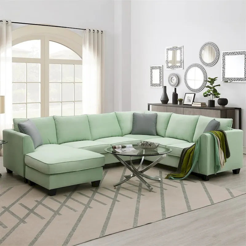 Merax 112*87 Sectional Sofa Couches Living Room Sets 7 Seats Modular Sectional Sofa