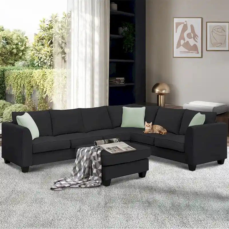 Merax 112*87 Sectional Sofa Couches Living Room Sets 7 Seats Modular Sectional Sofa