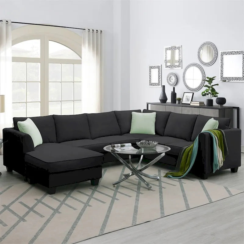 Merax 112*87 Sectional Sofa Couches Living Room Sets 7 Seats Modular Sectional Sofa
