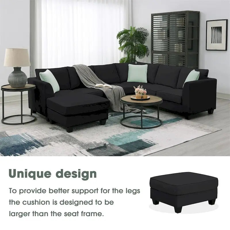 Merax 112*87 Sectional Sofa Couches Living Room Sets 7 Seats Modular Sectional Sofa