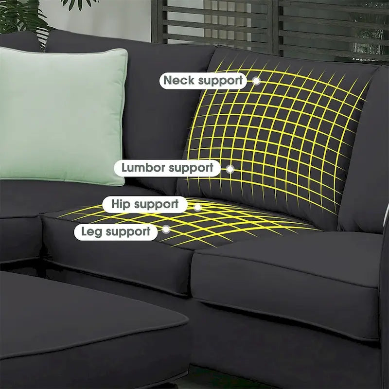 Merax 112*87 Sectional Sofa Couches Living Room Sets 7 Seats Modular Sectional Sofa