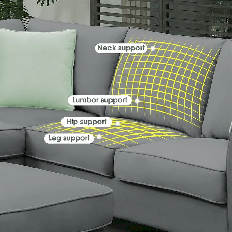 Merax 112*87 Sectional Sofa Couches Living Room Sets 7 Seats Modular Sectional Sofa