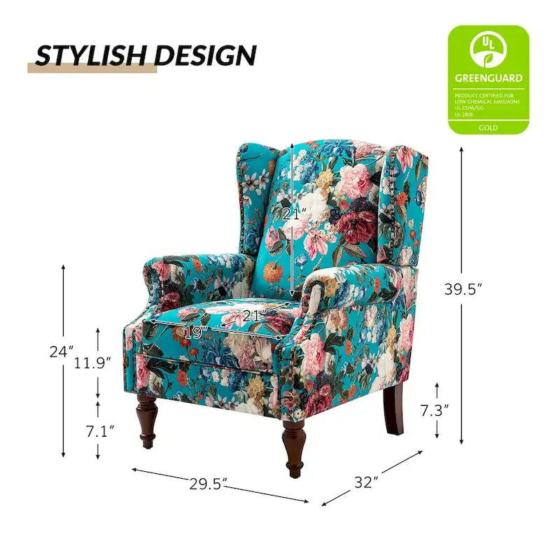 Gott Traditional Wingback Armchair with Solid Wood Legs Set of 2 by HULALA HOME