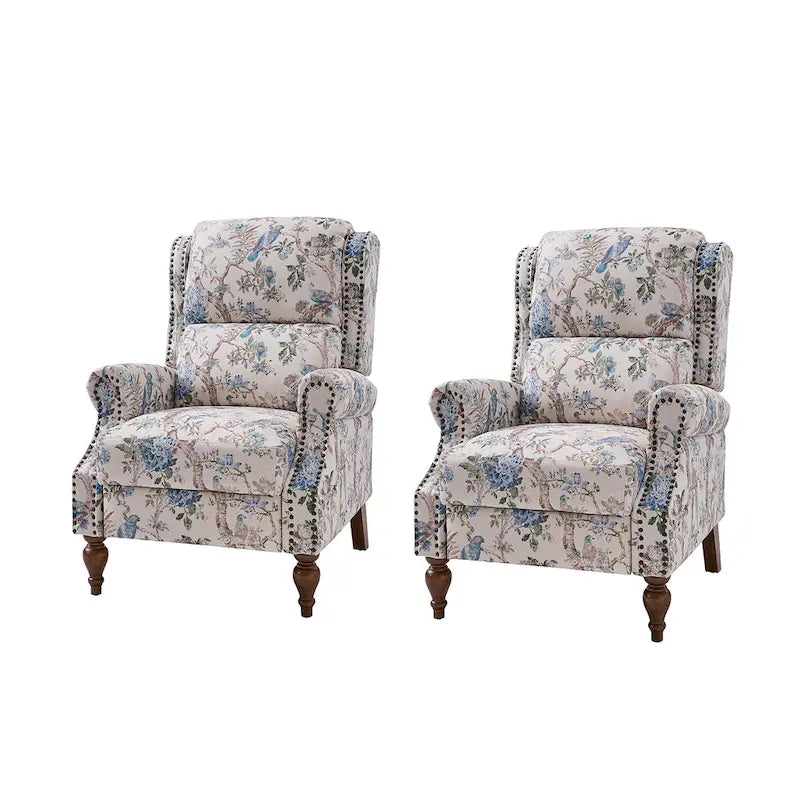 Terri Classic Cutaway Arms with Nailheads Manual Recliner for Living Room Set of 2 by HULALA HOME