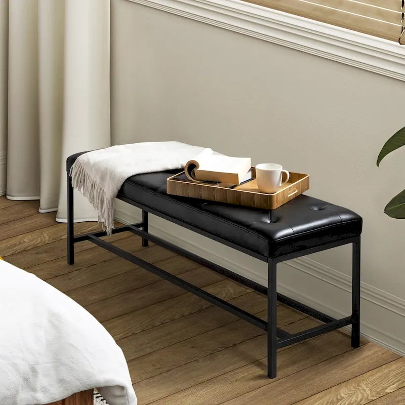 Horst 50 in.W Contemporary Upholstered Bench with Metal Legs by HULALA HOME