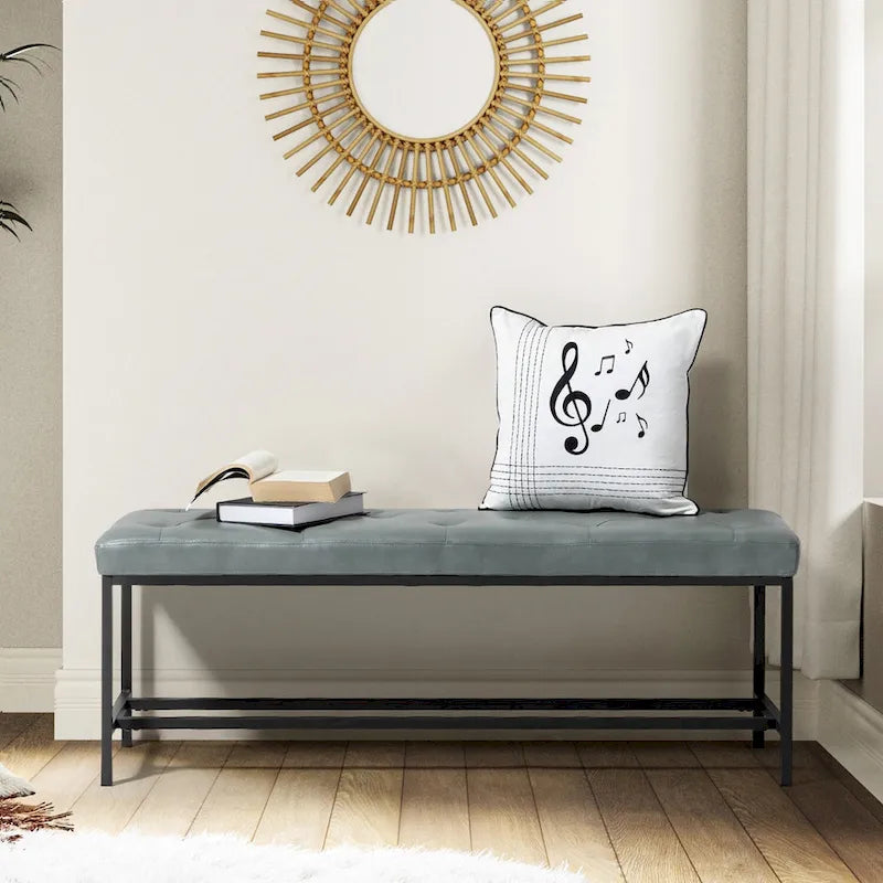 Horst 50 in.W Contemporary Upholstered Bench with Metal Legs by HULALA HOME