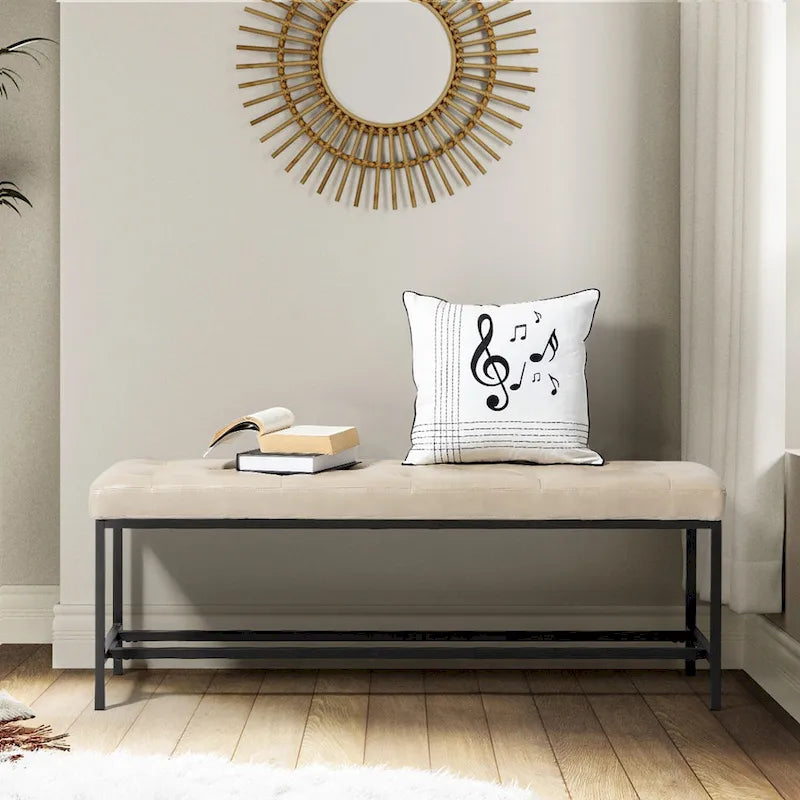 Horst 50 in.W Contemporary Upholstered Bench with Metal Legs by HULALA HOME