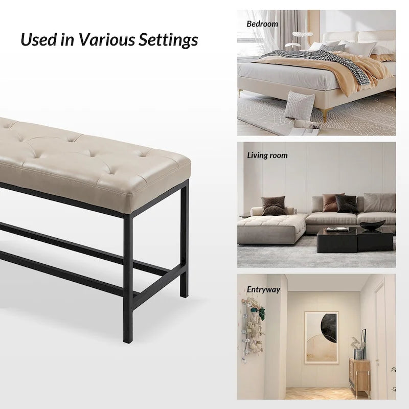 Horst 50 in.W Contemporary Upholstered Bench with Metal Legs by HULALA HOME