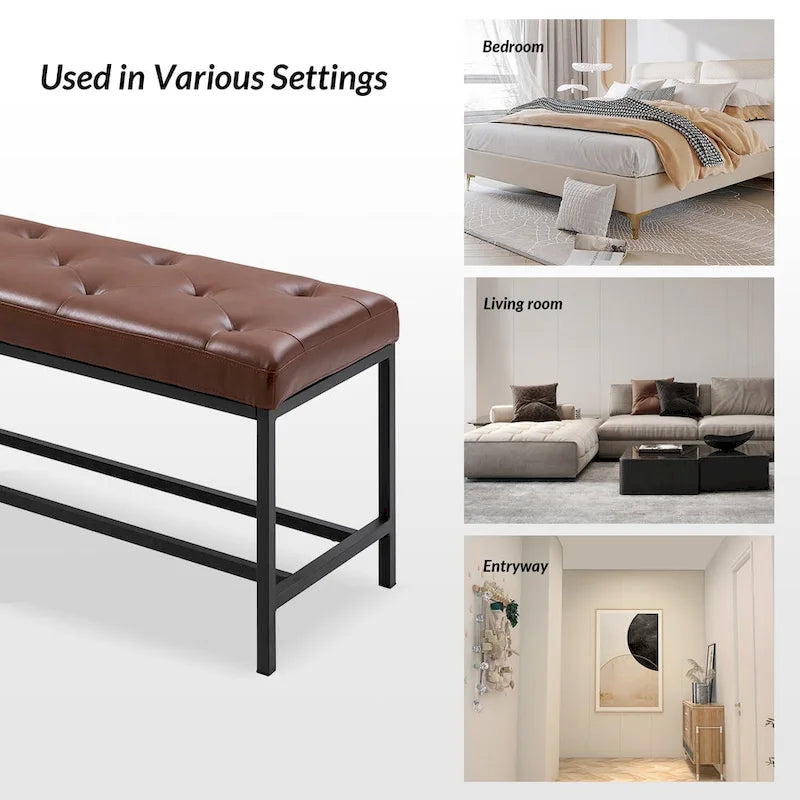 Horst 50 in.W Contemporary Upholstered Bench with Metal Legs by HULALA HOME