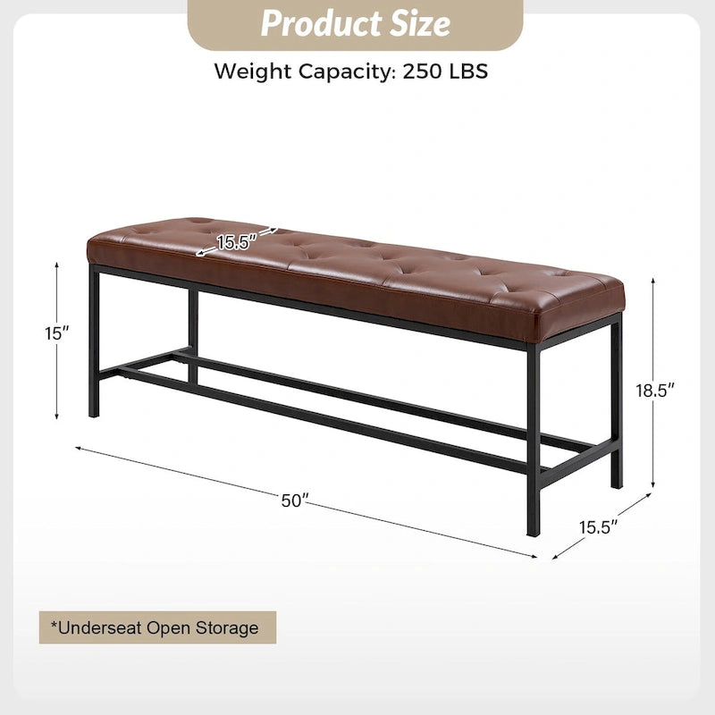 Horst 50 in.W Contemporary Upholstered Bench with Metal Legs by HULALA HOME