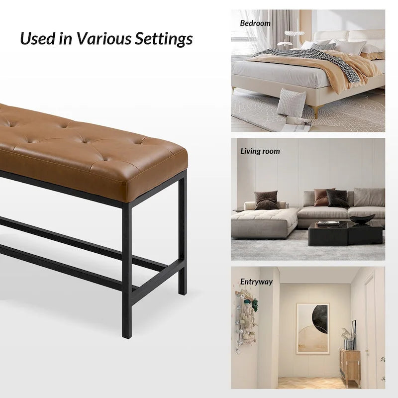 Horst 50 in.W Contemporary Upholstered Bench with Metal Legs by HULALA HOME