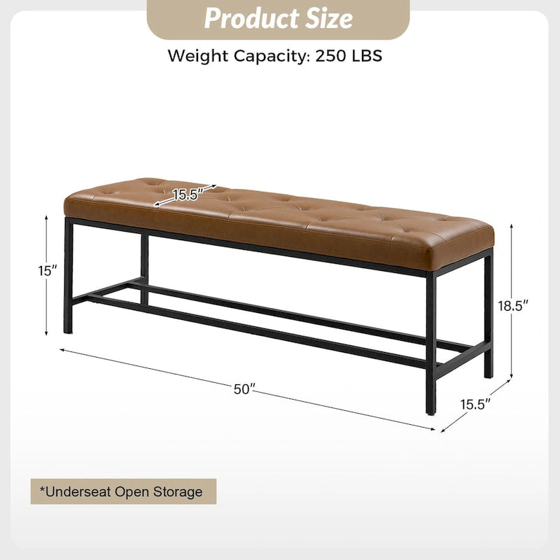 Horst 50 in.W Contemporary Upholstered Bench with Metal Legs by HULALA HOME