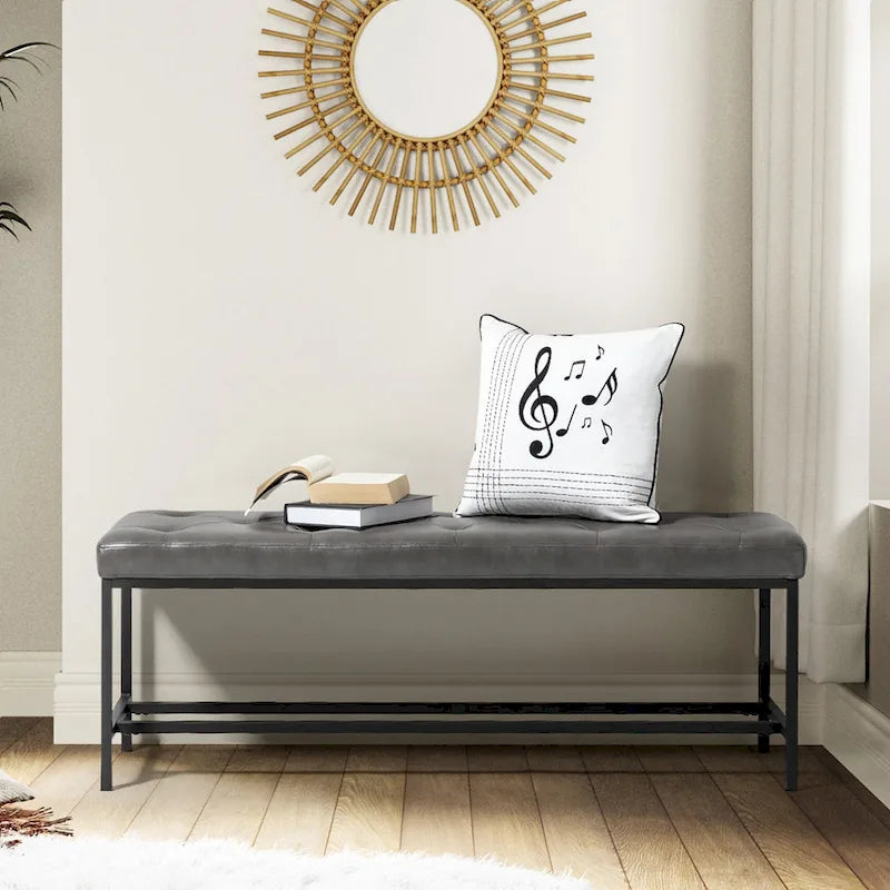 Horst 50 in.W Contemporary Upholstered Bench with Metal Legs by HULALA HOME