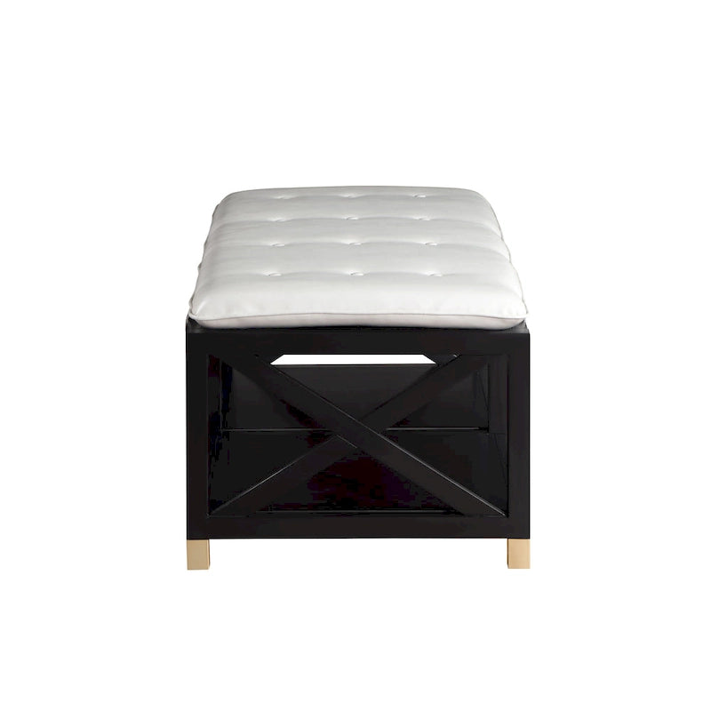 Transitional Wood Storage Bench with Removable Faux Leather Cushions by Furniture of America