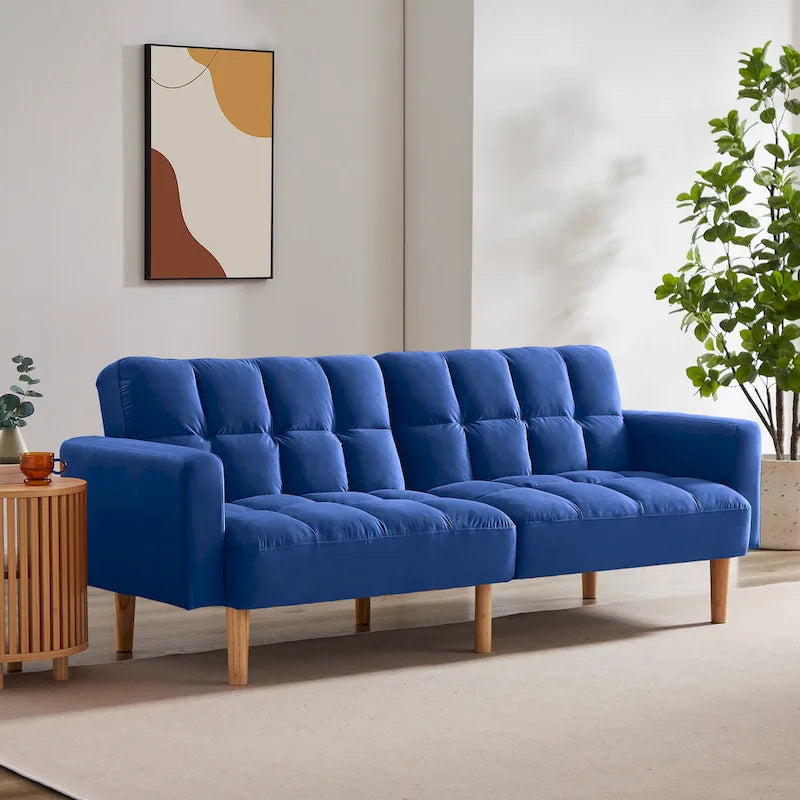 VANOMi 79.52W Modern Velvet Convertible Sofa For Guest Room Living Room