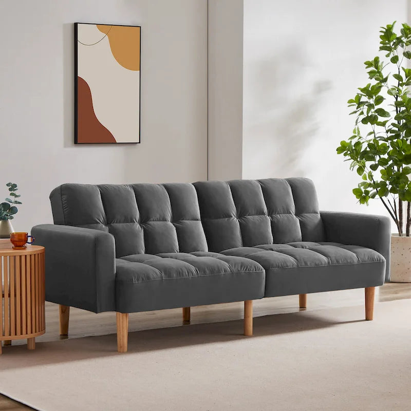 VANOMi 79.52W Modern Velvet Convertible Sofa For Guest Room Living Room