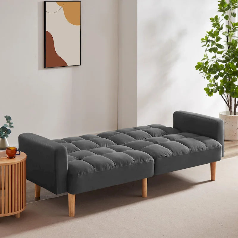 VANOMi 79.52W Modern Velvet Convertible Sofa For Guest Room Living Room