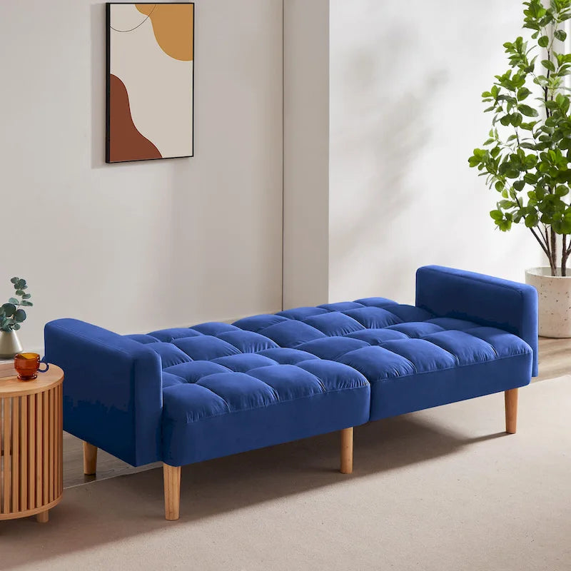 VANOMi 79.52W Modern Velvet Convertible Sofa For Guest Room Living Room