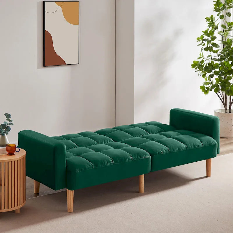 VANOMi 79.52W Modern Velvet Convertible Sofa For Guest Room Living Room