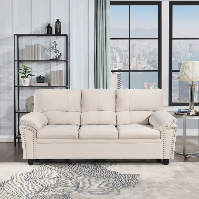 Mid-century Modern Upholstered Velvet Sofa Set with Armchair, Loveseat, 3-Seater Sofa