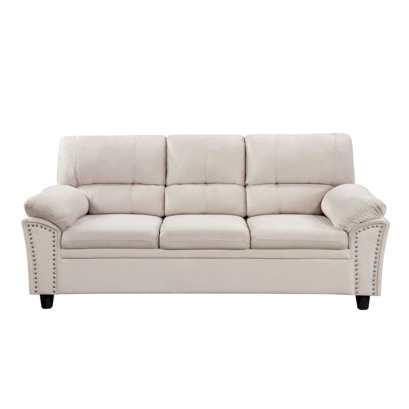 Mid-century Modern Upholstered Velvet Sofa Set with Armchair, Loveseat, 3-Seater Sofa