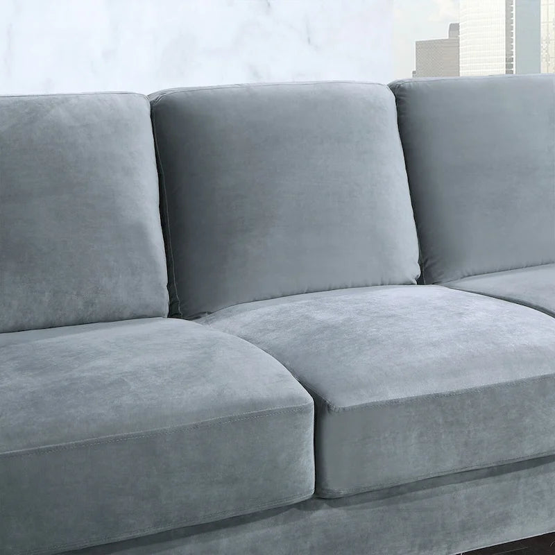 Mid-century Modern Upholstered Velvet Sofa Set with Armchair, Loveseat, 3-Seater Sofa