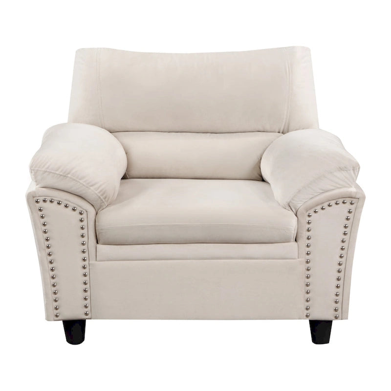 Mid-century Modern Upholstered Velvet Sofa Set with Armchair, Loveseat, 3-Seater Sofa