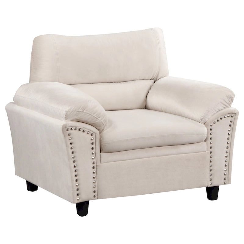 Mid-century Modern Upholstered Velvet Sofa Set with Armchair, Loveseat, 3-Seater Sofa