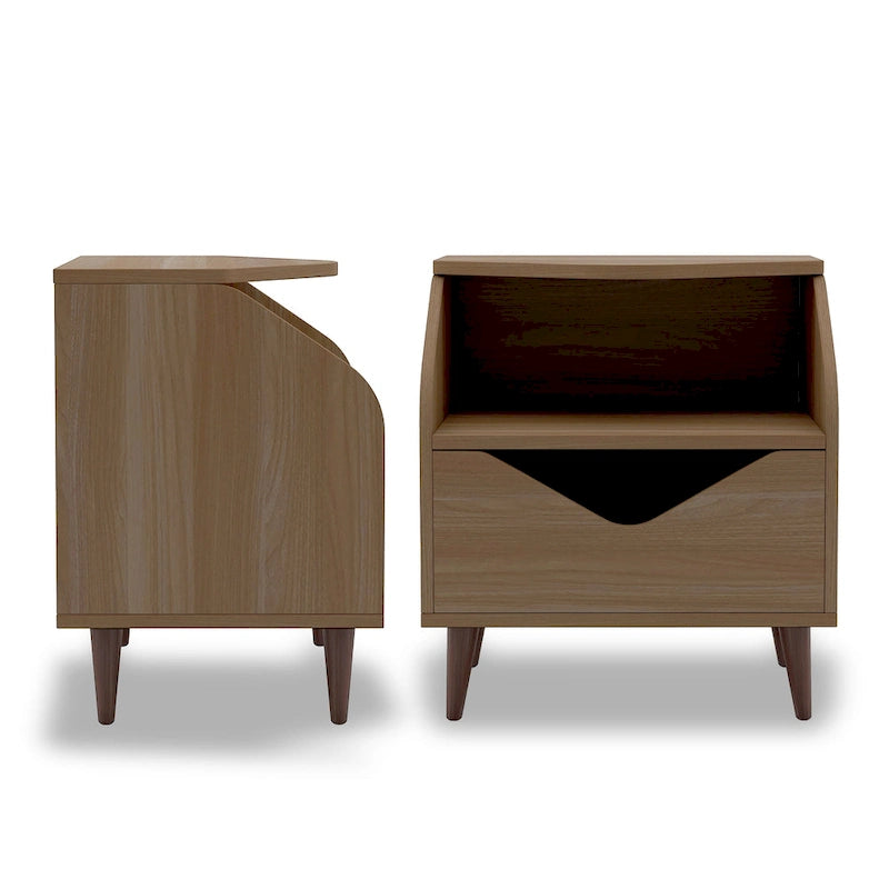 DH BASIC Mid-century Modern 20-inch 1-Shelf and 1-Drawer End Table by Denhour