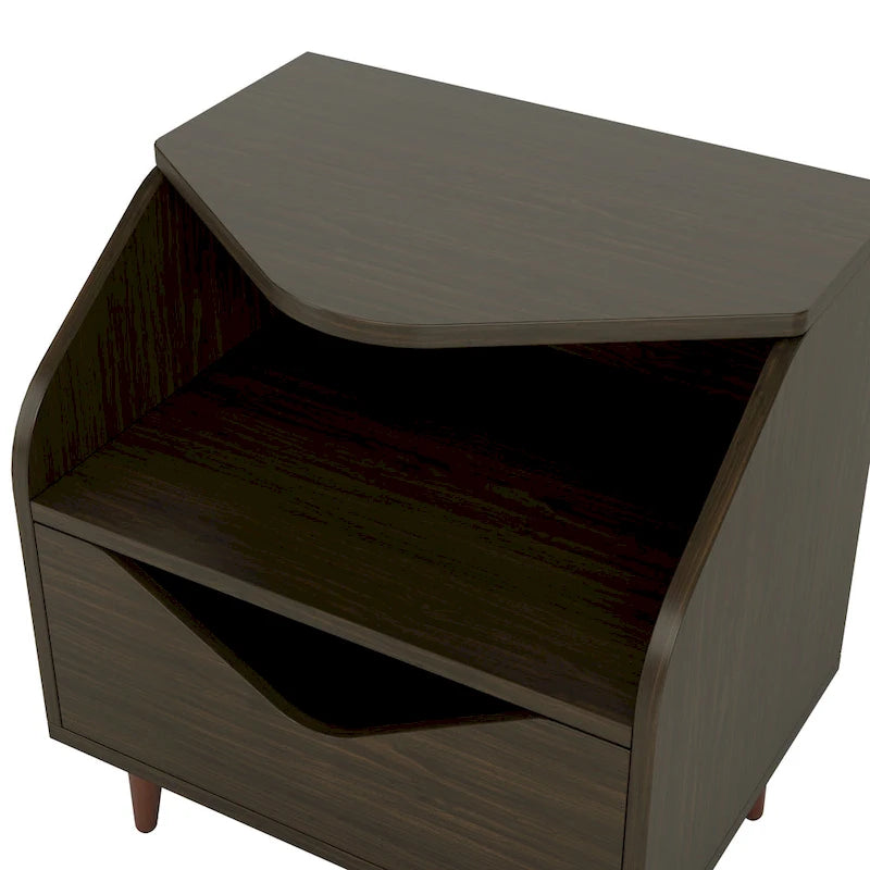 DH BASIC Mid-century Modern 20-inch 1-Shelf and 1-Drawer End Table by Denhour